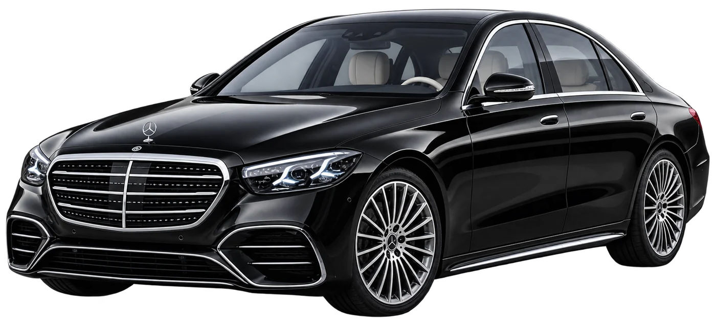 Black Mercedes-Benz S-Class chauffeur vehicle