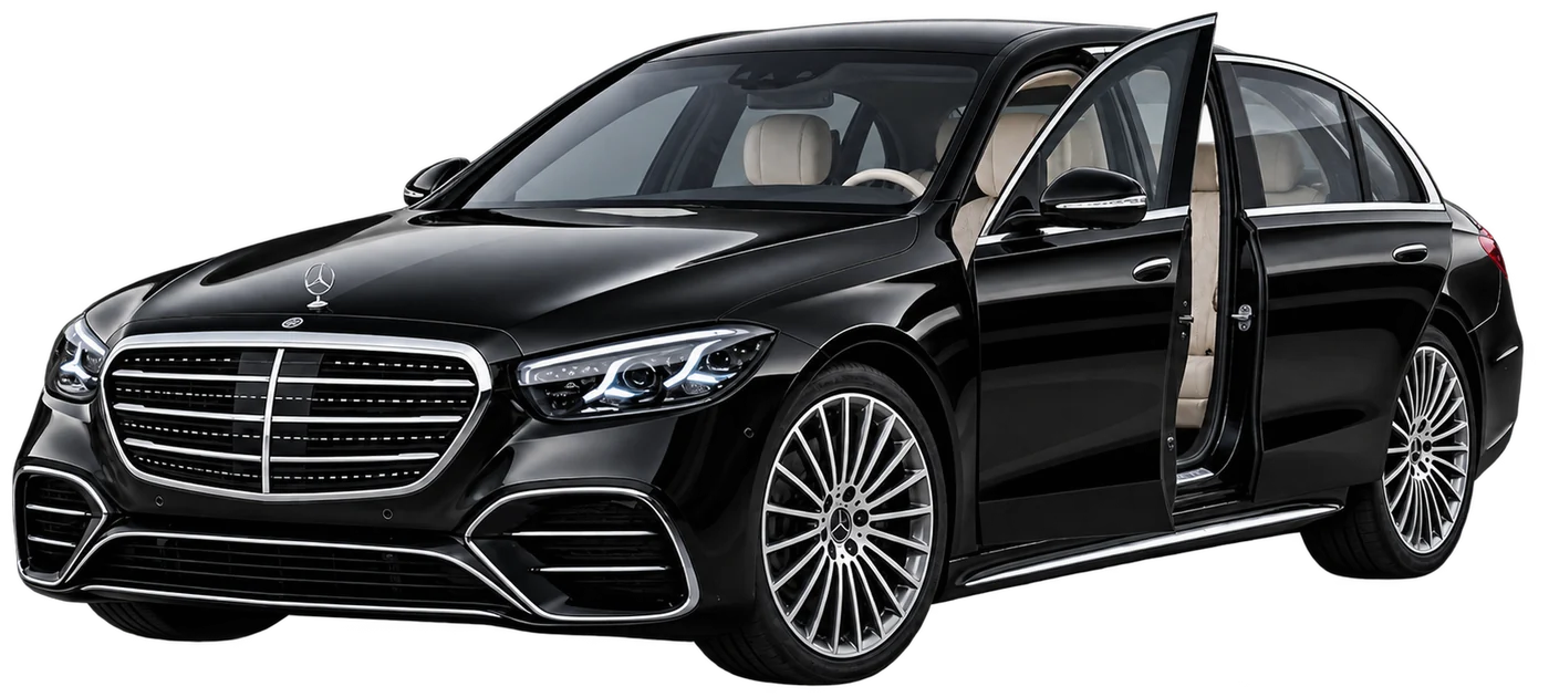Mercedes-Benz S-Class chauffeur vehicle with passenger door opening