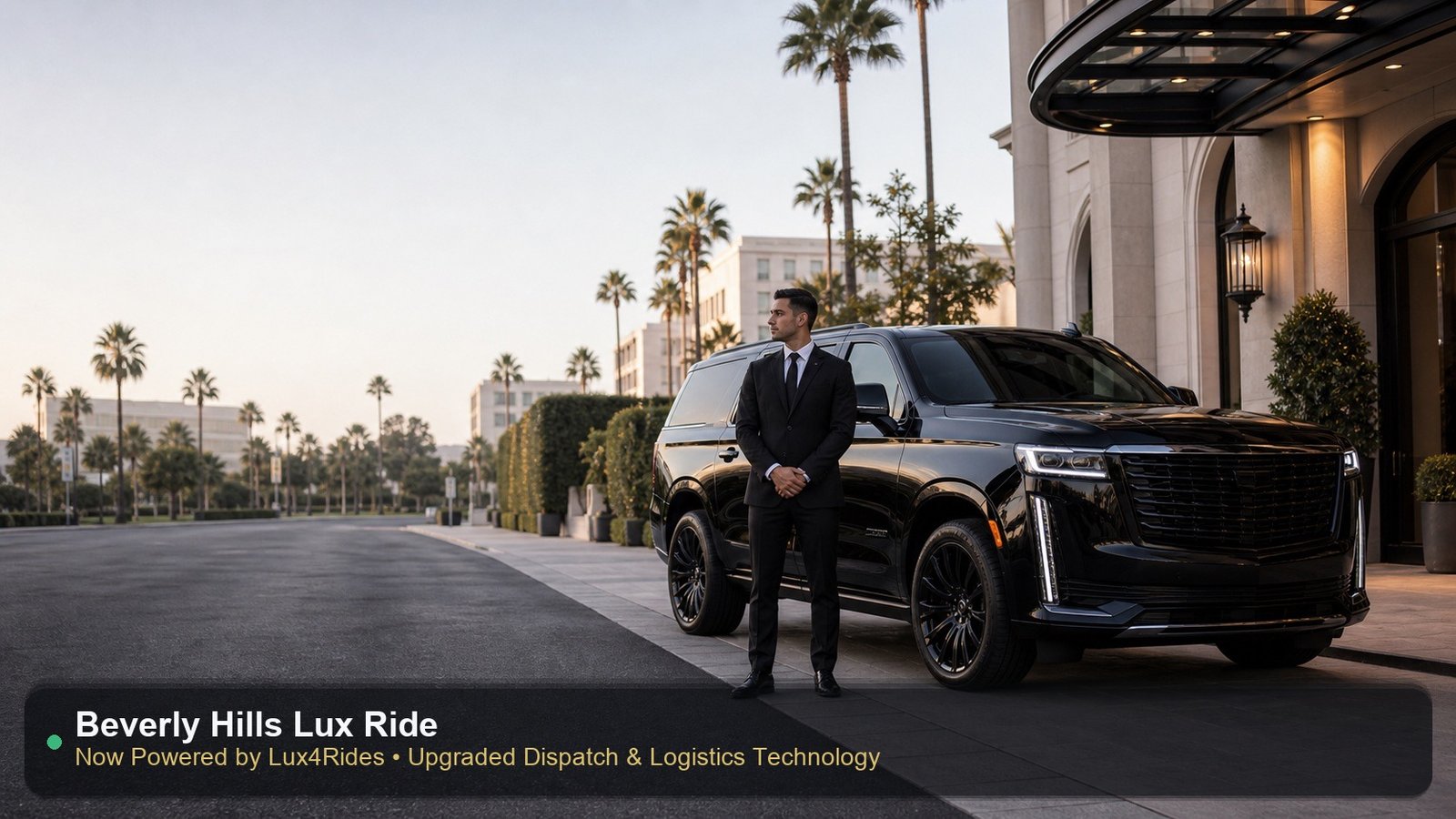 Uniformed professional chauffeur beside a luxury SUV — VNY private jet ground transportation